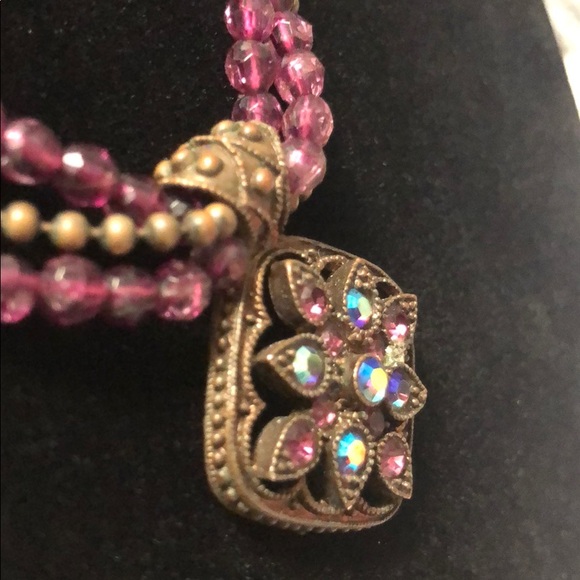 Gorgeous vintage purple and antique gold necklace - Picture 6 of 8